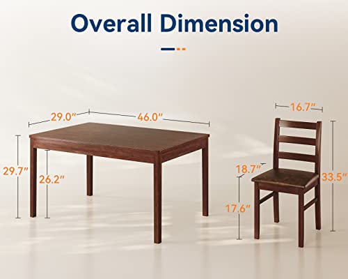 KKL Dining Table Set for 4, Kitchen Table and Chairs for 4, Farmhouse Wood Kitchen and Dining Room Table Set for 6, 5-Piece Modern Dinner Table Set, Easy Assembly, Coffee