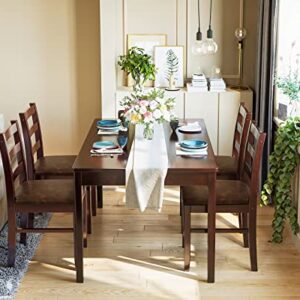 KKL Dining Table Set for 4, Kitchen Table and Chairs for 4, Farmhouse Wood Kitchen and Dining Room Table Set for 6, 5-Piece Modern Dinner Table Set, Easy Assembly, Coffee