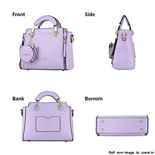 AyTotoro Purse and Handbags for Women Fashion Ladies Leather Top Handle Satchel Shoulder Bag Tote Small Cat Round bag (Purple)