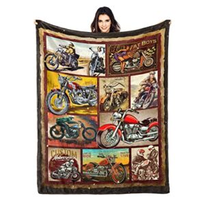 Retro Motorcycle Gift Ultra-Soft Throw Blanket 50"x40" Comfortable Gifts for Bed Sofa Dorm Decor Bedding Bedroom