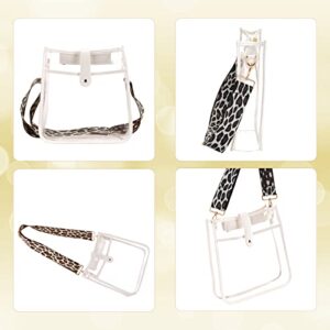 BOBOKA Clear CrossBody Bag with Leopard Guitar Strap Clear Bag Stadium Approved Shoulder See Through Handbag Purse for Women