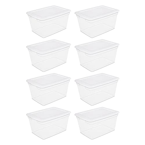 GERSH 58 Storage Box Clear Base White Lid Set of 8