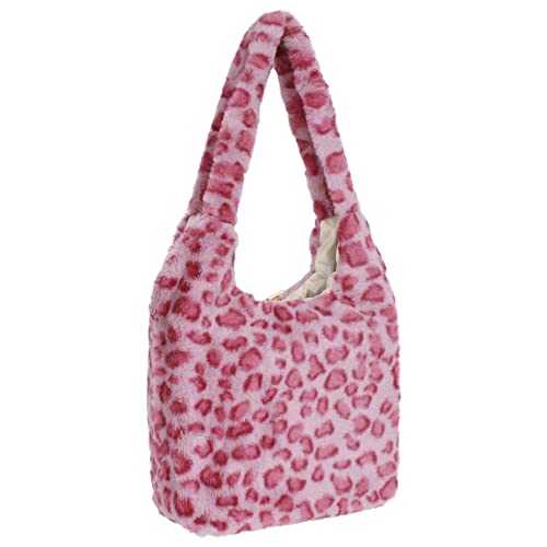 Women Plush Shoulder Bags Cute Bear Pattern Plush Tote Handbag Girls Shopping Dating Bag