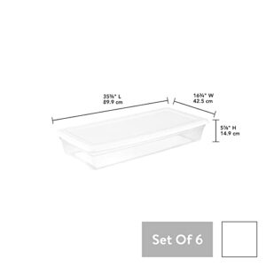 GERSH 41Storage Box Clear Base White Lid Set of 6