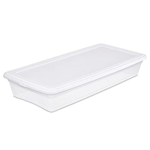 GERSH 41Storage Box Clear Base White Lid Set of 6