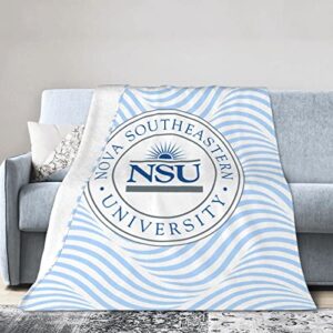nova southeastern university logo fleece blanket, very soft microfiber flannel blanket for couch warm and cozy for all seasons