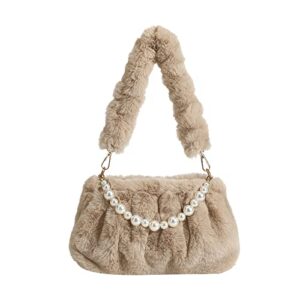 aiunone furry handbag women’s shoulder bag – fashion women’s evening purse faux fur bag autumn winter handbag