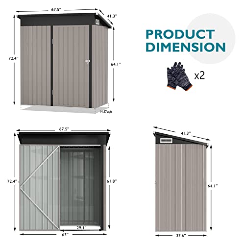 Breezestival Outdoor Storage Shed 5x3 FT, Utility Steel Tool Shed with Lockable Door and Air Vents, Galvanized Metal Shed for Garden Backyard Patio Lawn (5' x 3')