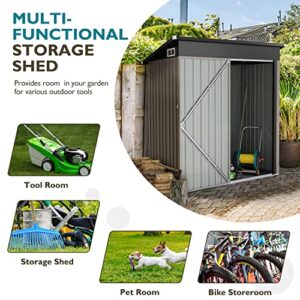 Breezestival Outdoor Storage Shed 5x3 FT, Utility Steel Tool Shed with Lockable Door and Air Vents, Galvanized Metal Shed for Garden Backyard Patio Lawn (5' x 3')