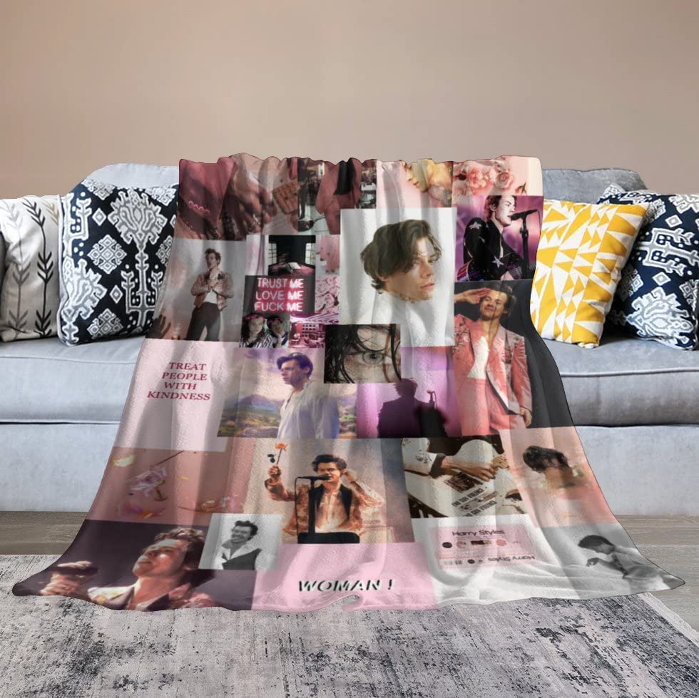 Singer Harry Throw Blanket Soft Cozy Style1 Lightweight Fluffy Microfiber Blankets All Season Fuzzy Plush Throw Blankets for Couch Sofa Bed 50"X40"