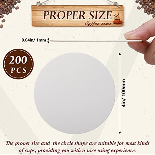 Cardboard Paper Coasters Bulk, Disposable Coasters 4 Inch White Coasters for Drinks DIY Crafts Kids Arts Bar Wedding (Round, 200 Pcs)
