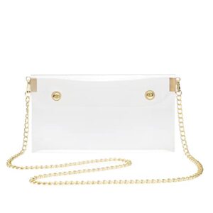 Afashor Women's Clear Crossbody Bag Transparent Shoulder Clutch Handbag with Chain