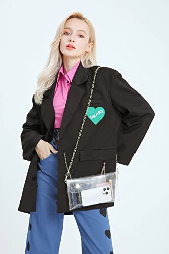 Afashor Women's Clear Crossbody Bag Transparent Shoulder Clutch Handbag with Chain