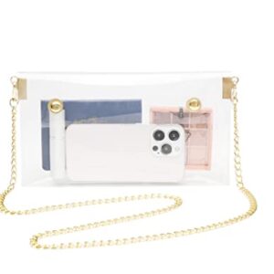 Afashor Women's Clear Crossbody Bag Transparent Shoulder Clutch Handbag with Chain