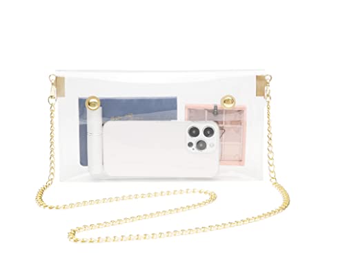 Afashor Women's Clear Crossbody Bag Transparent Shoulder Clutch Handbag with Chain