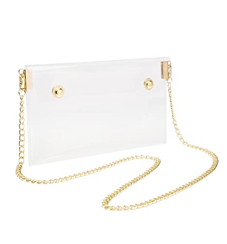 Afashor Women's Clear Crossbody Bag Transparent Shoulder Clutch Handbag with Chain