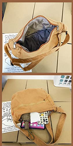 Berrysun Canvas Bag Women Men Trendy Canvas Hobo Sholder Bag Satchel Retro Messenger Bag School Travel Handbag