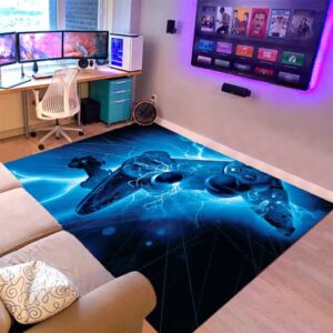 Large Game Area Rugs 3D Anime Gamer Carpet Decor Game Printed Living Room Mat Bedroom Controller Player Boys Gifts Home Non-Slip Crystal Floor Polyester Mat Teen Boys Carpet 31x20inch