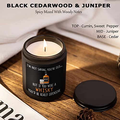 Gifts for Men- Funny Birthday Gifts for Husband Dad Boyfriend, Cute Joke Bday Candle Gifts for Family, Rude Old Age Gifts, Black Cedarwood & Juniper Scented Candles