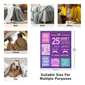 Jnufoju 25th Birthday Gifts for Women - 25th Birthday Decorations for Women - 25th Birthday Gift Flannel Throw Blanket 60 x 50 Inch - Best Gifts for 25 Year Old Woman - Gift for 25 Year Old Female