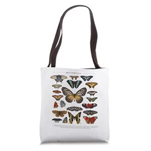 butterflies catalog encyclopedia, cottagecore aesthetics tote bag