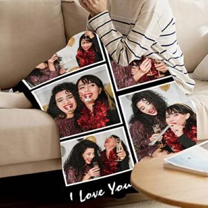 Yofair Gifts for Sister Customized Blankets with Photos Soft Plush Flannel Throw Personalized Blanket Unique Birthday Gifts for Sister from Brother, Sister