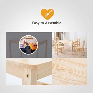 Alohappy Dining Table Set for 4, Pine Wood Kitchen Table Dining Table and Chairs Set 5PCS for 4 Person for Kitchen Dining Room Living Room