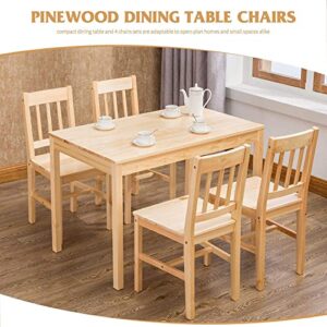 Alohappy Dining Table Set for 4, Pine Wood Kitchen Table Dining Table and Chairs Set 5PCS for 4 Person for Kitchen Dining Room Living Room