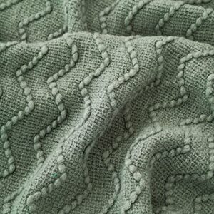 BATTILO HOME Sage Green Throw Blanket for Couch, Knitted Soft Sage Throw Blankets, Decorative Spring Green Blanket for Sofa Bed, 50"x60"