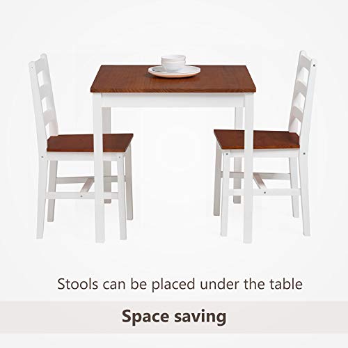 Alohappy Dining Table Set Wood Kitchen Table Dining Table and Chairs 3PCS for 2 Person for Saving Space Dinning Room Restaurant Pub, Red