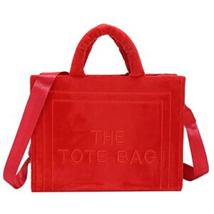 JQWYGB Work Tote Bags for Women - Trendy Personalized Oversized Leather Tote Bag Top-Handle Shoulder Crossbody Bags for Travel Work (Red)