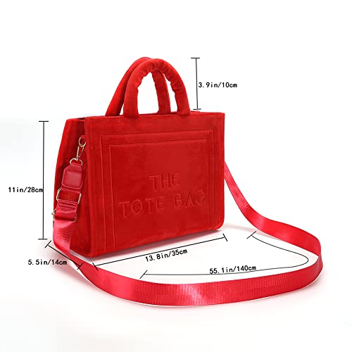 JQWYGB Work Tote Bags for Women - Trendy Personalized Oversized Leather Tote Bag Top-Handle Shoulder Crossbody Bags for Travel Work (Red)