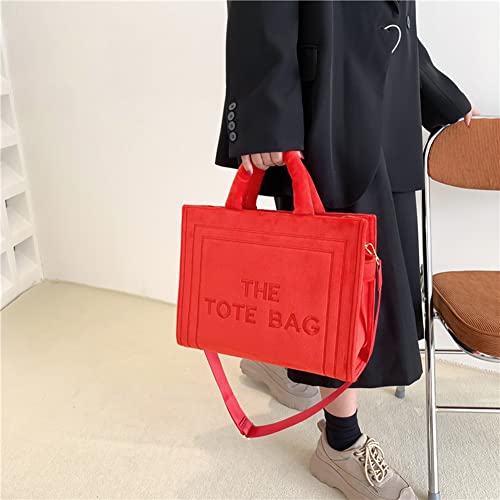 JQWYGB Work Tote Bags for Women - Trendy Personalized Oversized Leather Tote Bag Top-Handle Shoulder Crossbody Bags for Travel Work (Red)