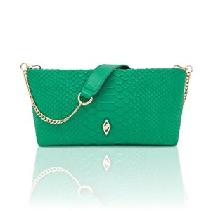 zutrend women’s aron shoulder bag crossbody bag – crocodile pattern pu leather purse (grass green)