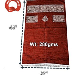 Muslim Prayer Rug, Prayer Mat, Special Turkish Prayer Mats, Prayer Rug for Muslim Man, Women, Kaaba Themed Janamaz for Salat, Namaz, 5 Time Prayers 44" x 27" 280gm (Red)