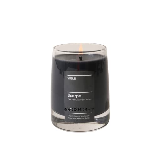 Yield Scarpa Organic Coconut Wax Candle - Palo Santo and Leather Notes - Warm & Woodsy Scented Luxury Candle - Hand Poured in The USA - 50 Hour Burn Time