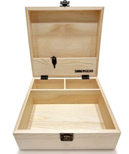 swag gear wooden keepsake box with lock and storage compartments locking wood boxes for keepsakes jewelry knick knacks art supplies (natural)