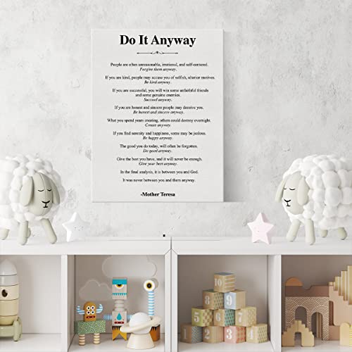 Motivational Do It Anyway Poster Canvas Wall Art Print Poster Painting Framed Minimalist Artwork for Home Office Decor 12 X 15 Inch