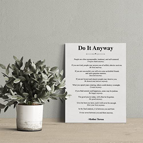 Motivational Do It Anyway Poster Canvas Wall Art Print Poster Painting Framed Minimalist Artwork for Home Office Decor 12 X 15 Inch