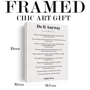 Motivational Do It Anyway Poster Canvas Wall Art Print Poster Painting Framed Minimalist Artwork for Home Office Decor 12 X 15 Inch