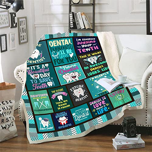 CYREKUD Dental Hygienist Gifts Blanket,Hygienist Gifts for Women Throw Blanket,Dental Office Gifts for Hygienist,Dental Assistant Nurse Gifts Coworker Christmas Blanket for Couch Sofa Decor 50"x60"