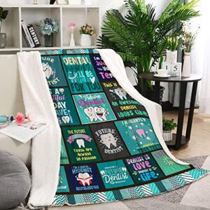 CYREKUD Dental Hygienist Gifts Blanket,Hygienist Gifts for Women Throw Blanket,Dental Office Gifts for Hygienist,Dental Assistant Nurse Gifts Coworker Christmas Blanket for Couch Sofa Decor 50"x60"