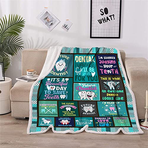 CYREKUD Dental Hygienist Gifts Blanket,Hygienist Gifts for Women Throw Blanket,Dental Office Gifts for Hygienist,Dental Assistant Nurse Gifts Coworker Christmas Blanket for Couch Sofa Decor 50"x60"