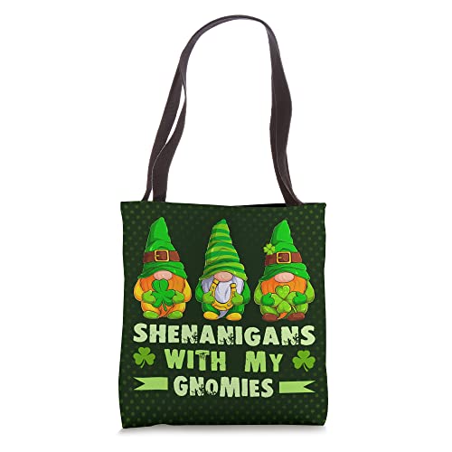 St Patricks Day, funny gnomes, green pattern Tote Bag