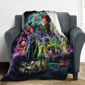 Hocus Pocus Flannel Throw Blanket,Ultra-Soft Blankets,Witch Fleece Blankets Comfortable Warm Suitable for Couch Sofa Bed Home All Seasons Gifts for Women ＆ Men 60x50 inch (Black 1, 60"X50")