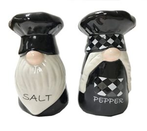 karalin ceramic salt & pepper shaker sets tabletop accessories cute gnomes chef design family gifts with gift box ready (black & white)