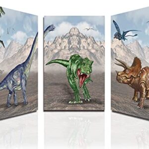 Boy Room Dinosaur Framed Wall Art Posters, Brachiosaurus Tyrannosaurus Triceratops Pterosaurs Teen Room Wall Décor, for Kids Bedroom, Nursery Bedroom 12"x16"x3Pcs