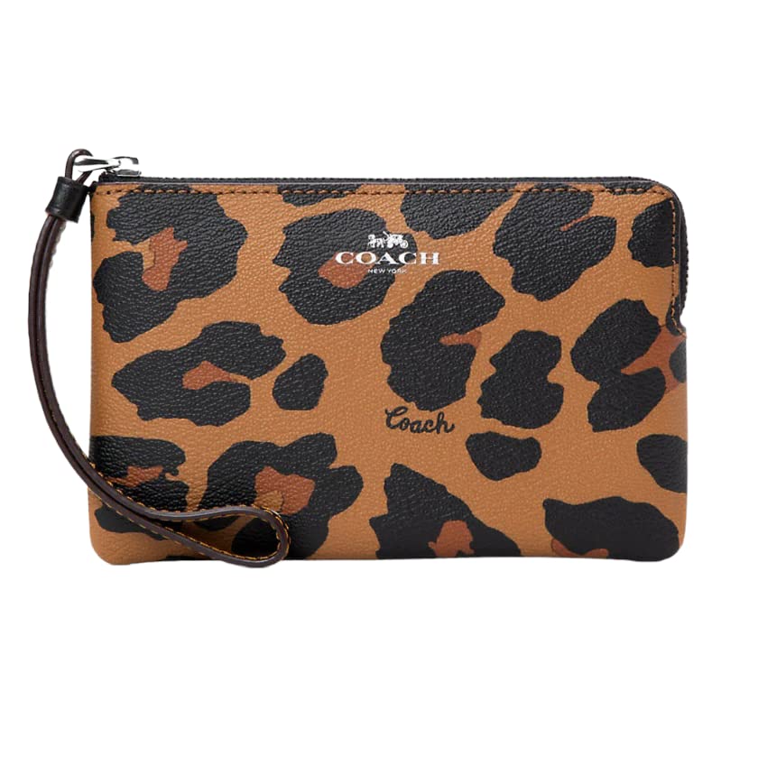 Corner Zip Wristlet With Leopard Print