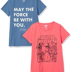 Amazon Essentials Disney | Marvel Princess Women's Short-Sleeve Crew-Neck T-Shirts (Available in Plus Size), Pack of 2, Star Wars Force, 4X