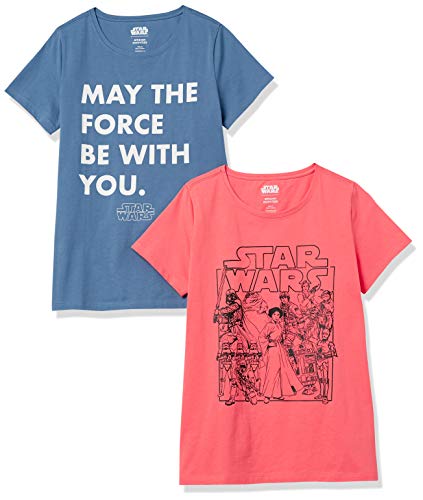 Amazon Essentials Disney | Marvel Princess Women's Short-Sleeve Crew-Neck T-Shirts (Available in Plus Size), Pack of 2, Star Wars Force, 4X